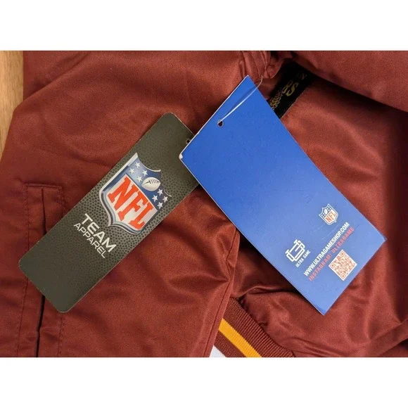 Washington Commanders Bomber Varsity Satin Jacket Mens Medium Full Snap Burgundy - Picture 12 of 16